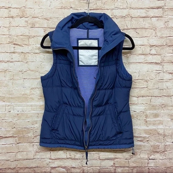 AE American Eagle Womens Puffer Vest Size S Full Zip Pockets Solid Navy Blue - Picture 4 of 6